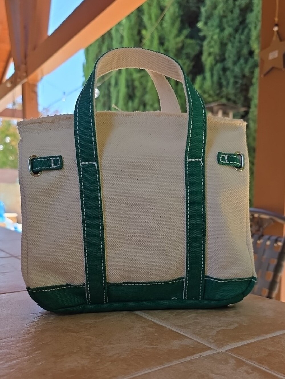 Small Canvas Boatkin Tote Bag with Green Trim - Picture 2 of 7